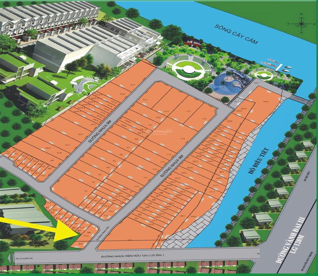 Bán nền 3 mặt tiền đường  dự án tăng long graden  12,5 tỷ/283m2