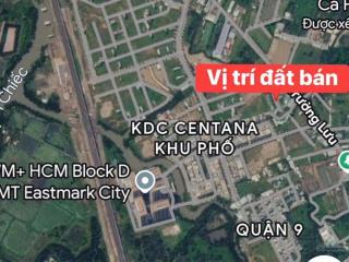Nền đất đẹp ngay cạnh cổng kdc centana trường lưu  4 tỷ/62m²