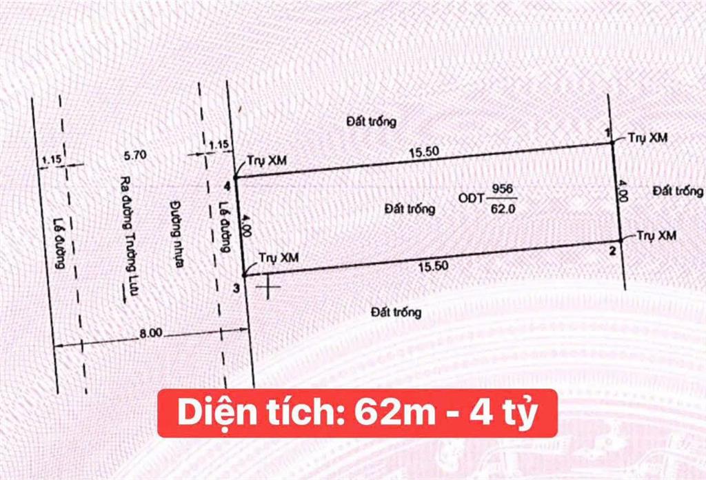 Nền đất đẹp ngay cạnh cổng kdc centana trường lưu  4 tỷ/62m²