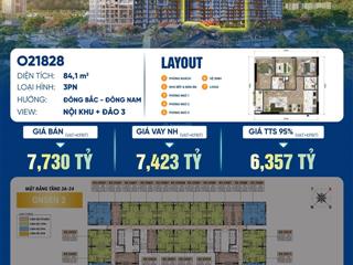 Quỹ độc quyền  căn 3pn tầng 18, hướng đông nam toà onsen 2 giá tts chỉ 6.4tỷ, view sông, ck cao