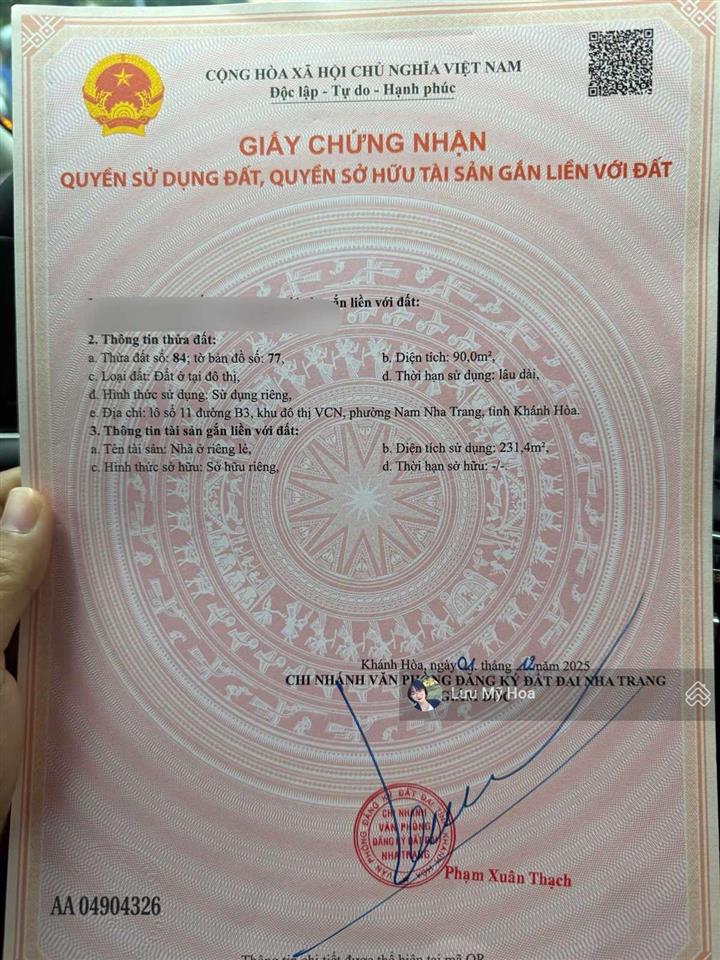 Bán nhà có sổ hồng kđt vcn phước hải, đường tạ xuân thu, giá chỉ 11 tỷ full nội thất đẹp
