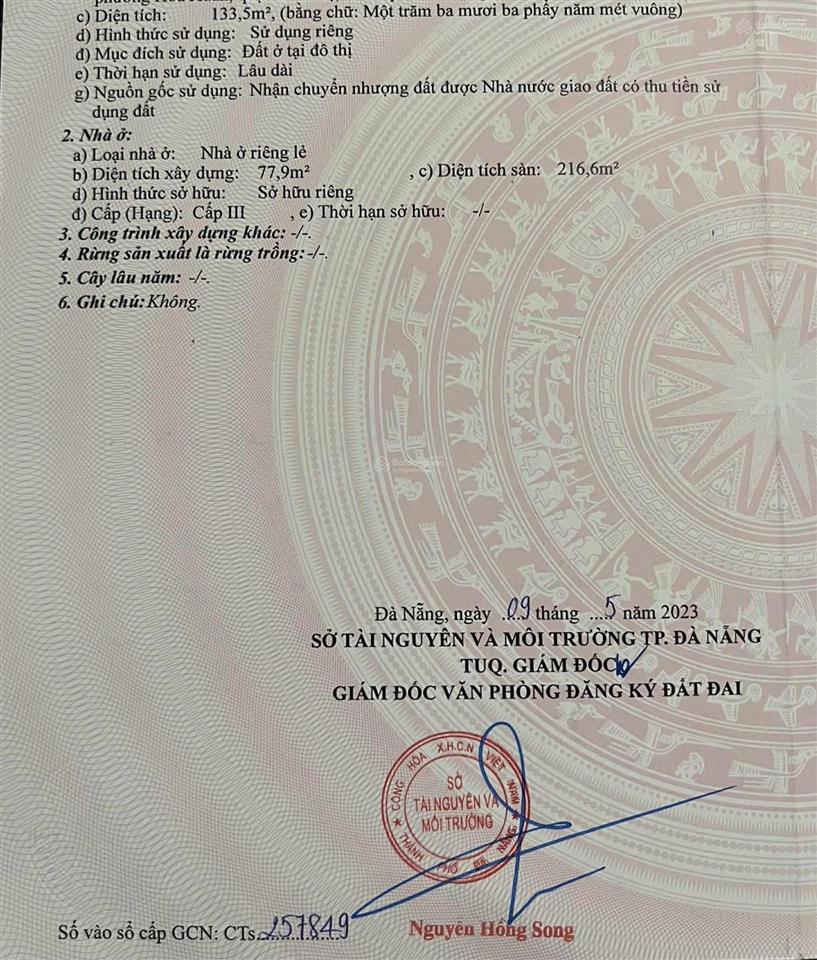Nhà 2mt trước sau dt rộng 133,5m2  view bt đường vũ thành năm