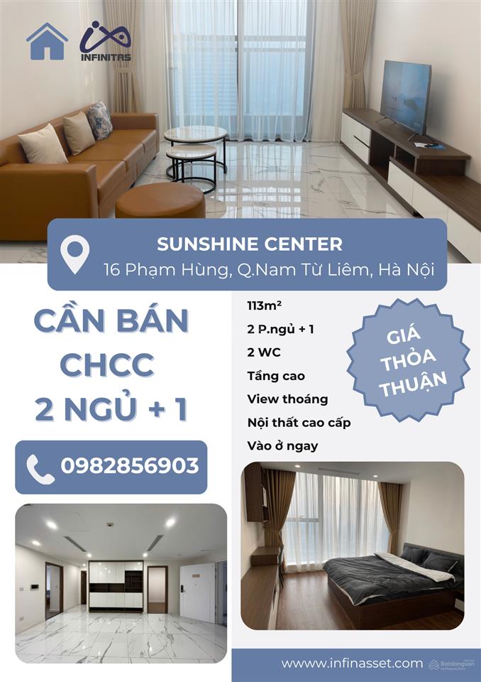 Chính chủ cần bán gấp căn hộ 2n + 1 dt 113m2 tại sunshine center