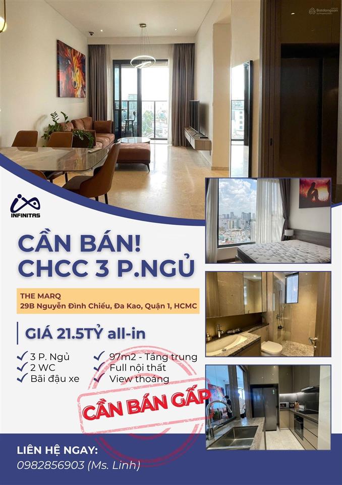 Căn hộ 3 pngủ rẻ nhất quận 1  the marq
