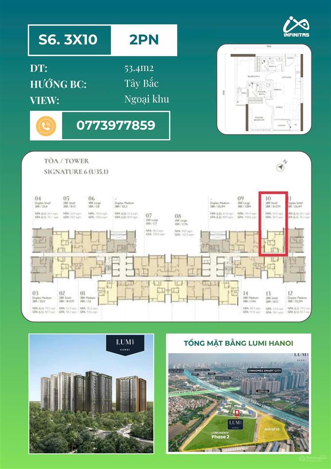 Sẵn các căn 2pn  3pn tầng cao, view đẹp, giá chỉ chênh nhẹ lumi signature