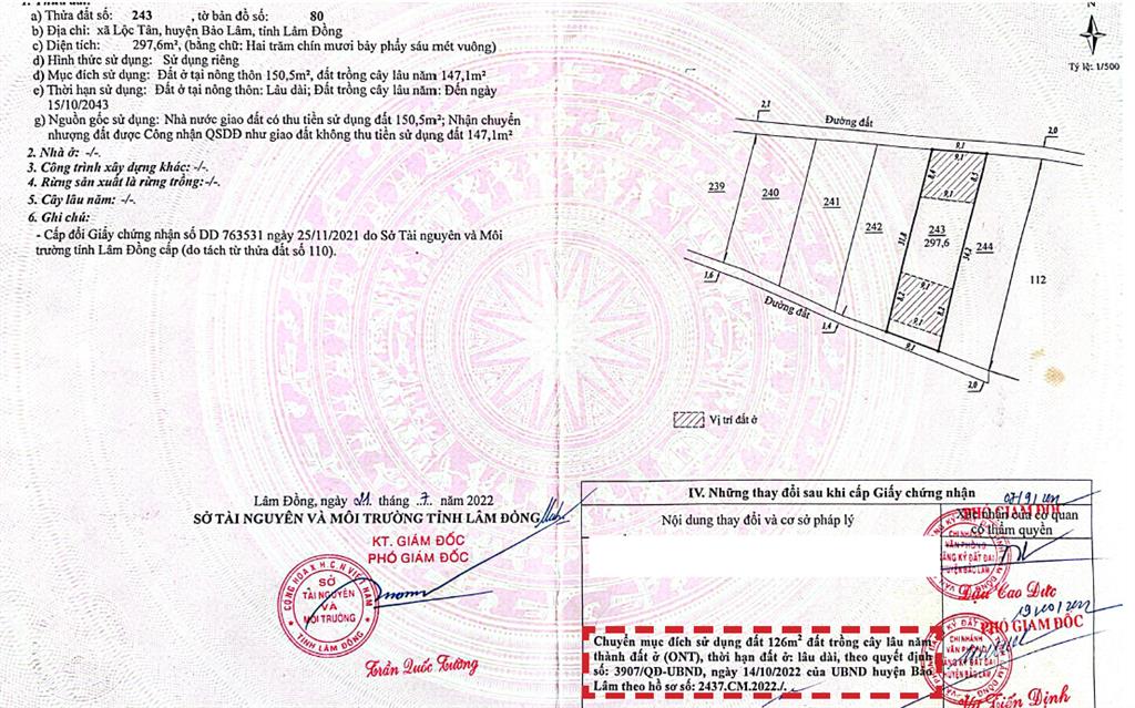 300m2 đất full thổ cư 2 mặt tiền hướng nam và hướng bắc