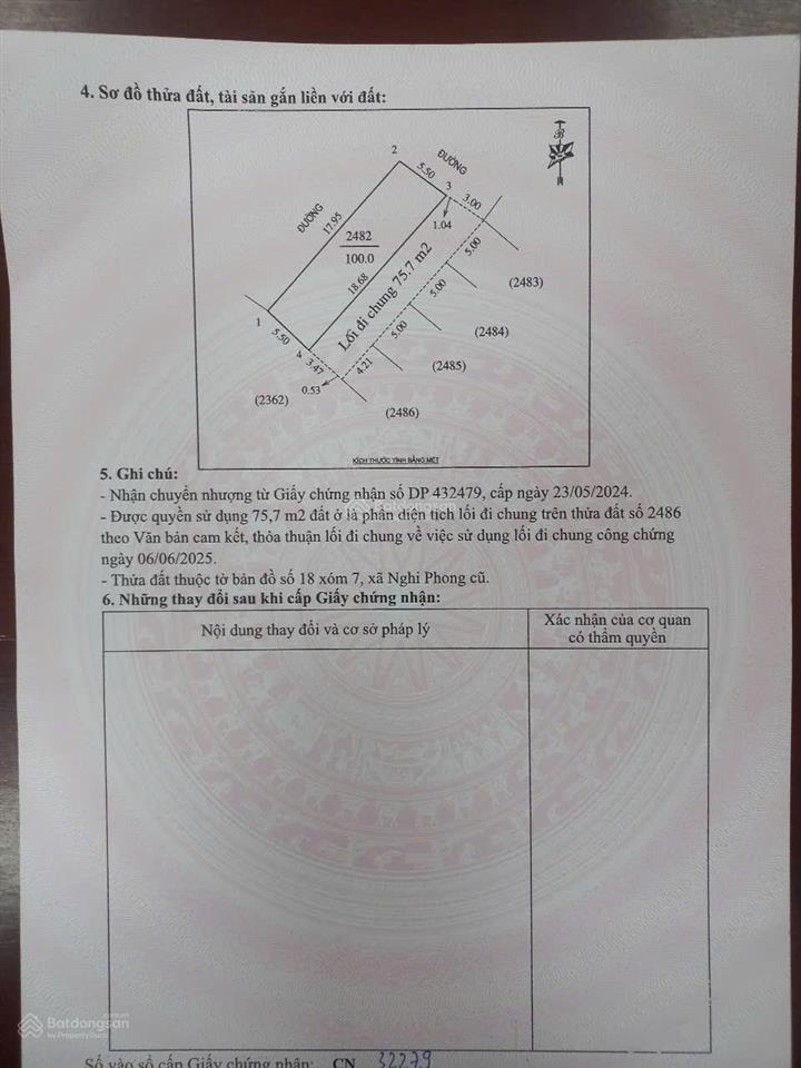 Bán đất thổ cư chính chủ tại xóm 7, nghi phong