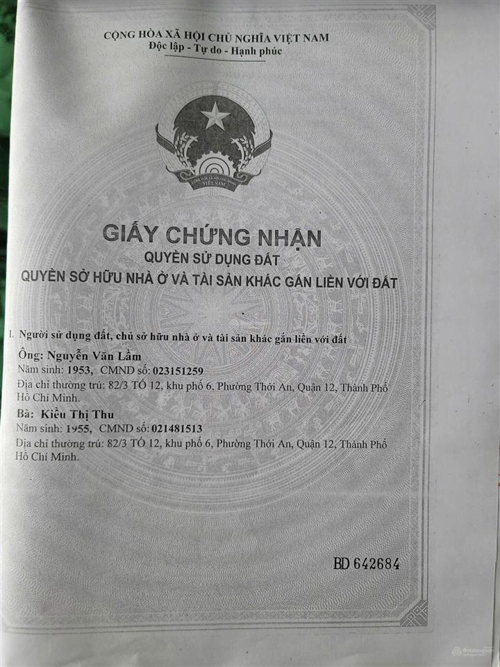 Khu dân cư hiện hữu mát mẻ, chính chủ cần bán gấp nhà mặt tiền đường trần thị cờ quận 12