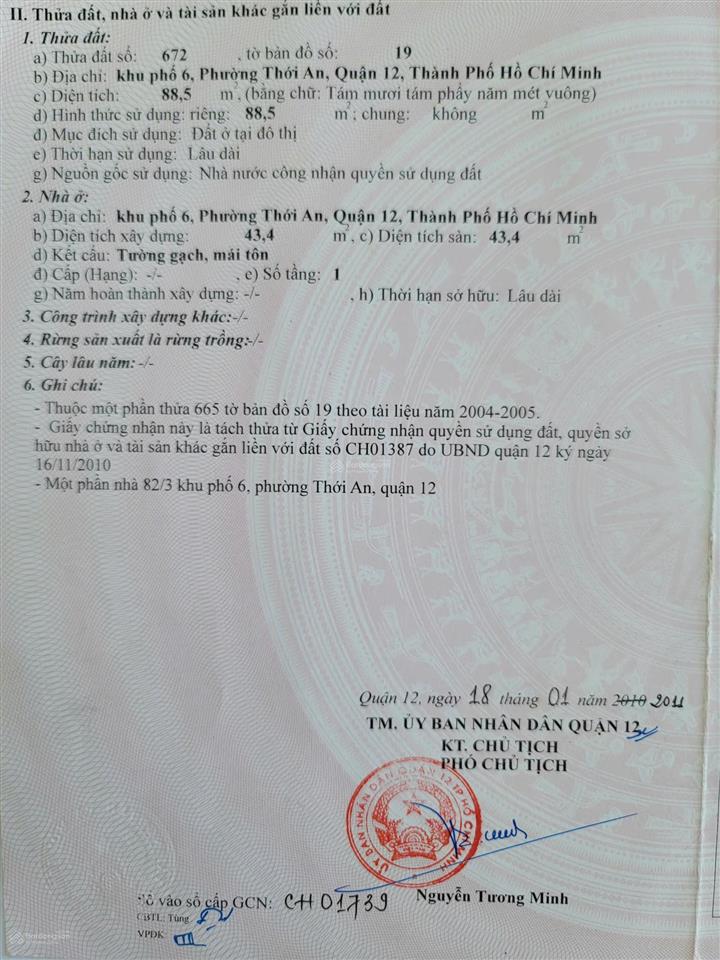 Chính chủ cần bán lô mặt tiền trần thị cờ giá tốt, nhà đẹp đầy đủ nội thất, khu dân cư đông