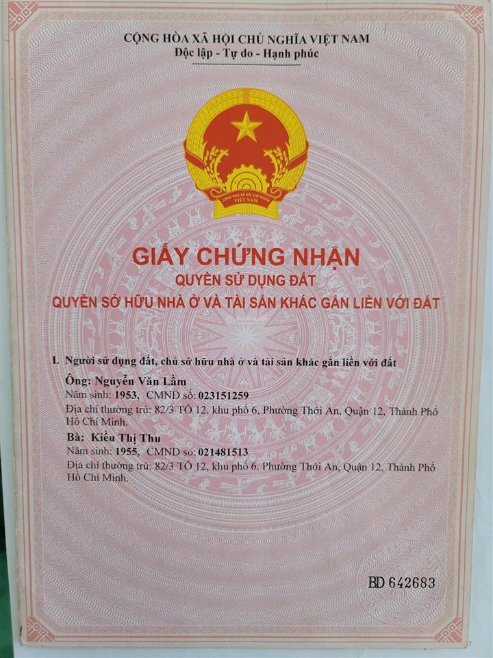 Chính chủ cần bán lô mặt tiền trần thị cờ giá tốt, nhà đẹp đầy đủ nội thất, khu dân cư đông