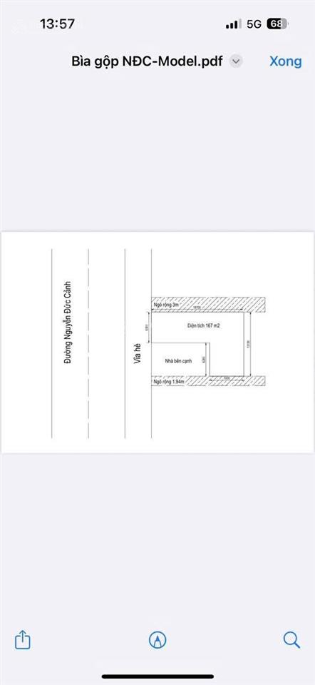 Bán căn 166m2 x 4 tầng. mặt tiền 6.3m nở hậu mặt nguyễn đức cảnh. giá ib
