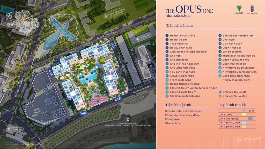 Căn 2pn 2wc rộng 83m² opus one vinhomes grand park. giá tốt 5.3 tỷ/căn