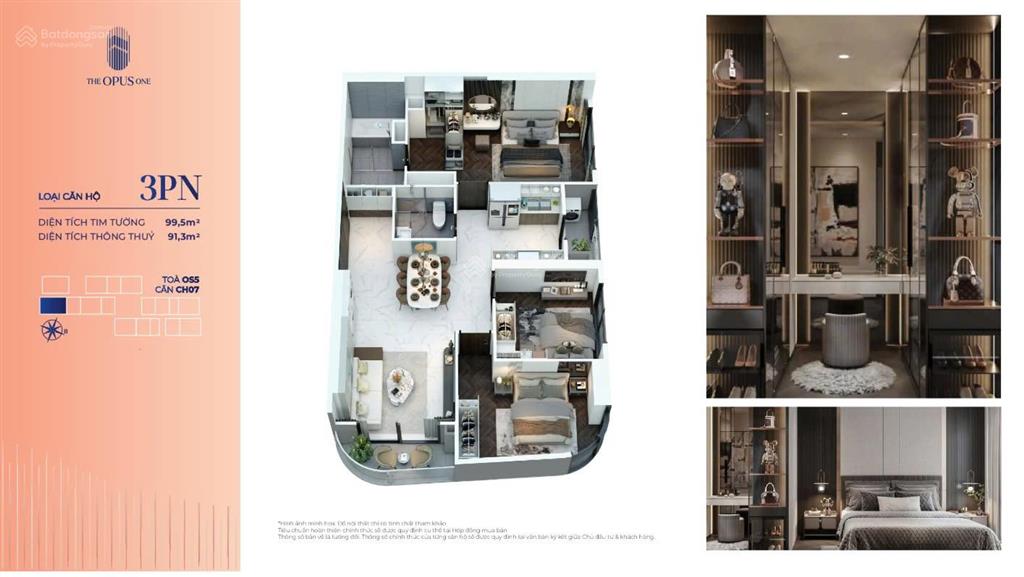 Căn 2pn 2wc rộng 83m² opus one vinhomes grand park. giá tốt 5.3 tỷ/căn