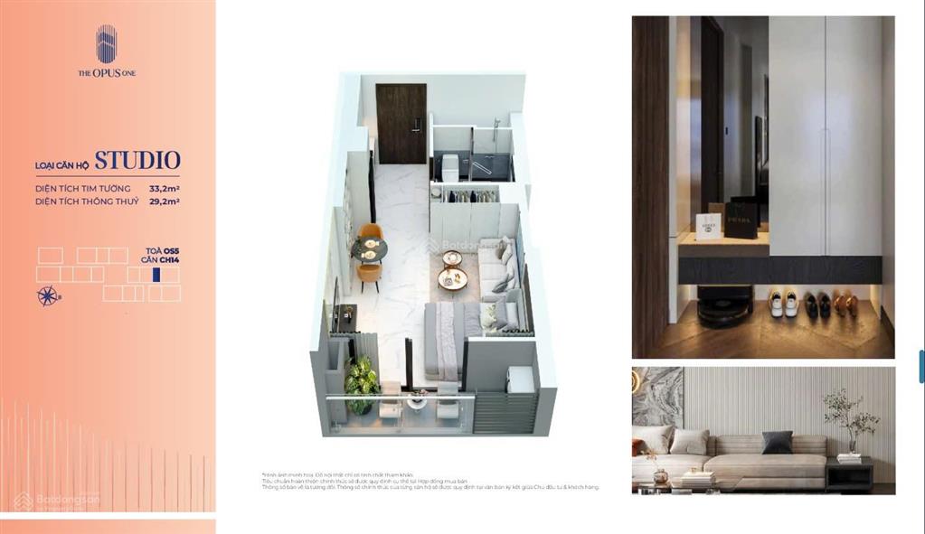 Căn 2pn 2wc rộng 83m² opus one vinhomes grand park. giá tốt 5.3 tỷ/căn