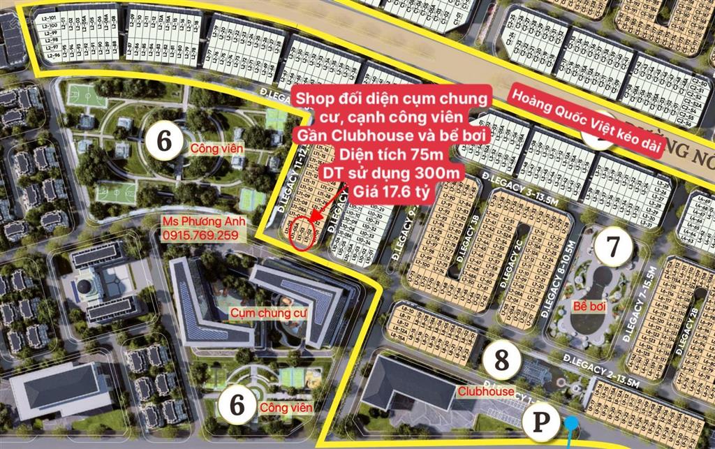 Căn 75m2 đối diện chung cư và 2 công viên lớn. 3 phút ra tới đường 24m và clubhouse, bể bơi