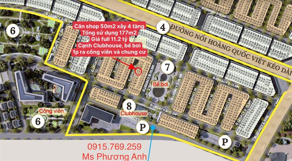 Em có căn shophouse 50m2 giá 11.2 tỷ. cạnh clubhouse, bể bơi, 1p ra công viên lớn và chung cư