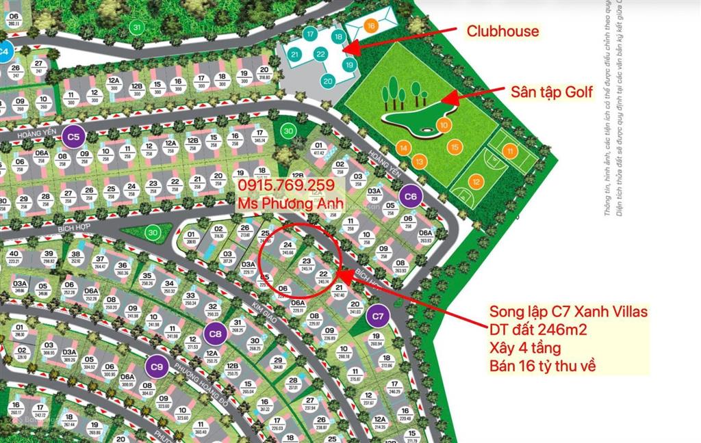 Bán song lập 246m2 gần sân golf giá 16 tỷ. sắp bàn giao sổ đỏ. sẵn nhà về ở ngay, xây 4 tầng