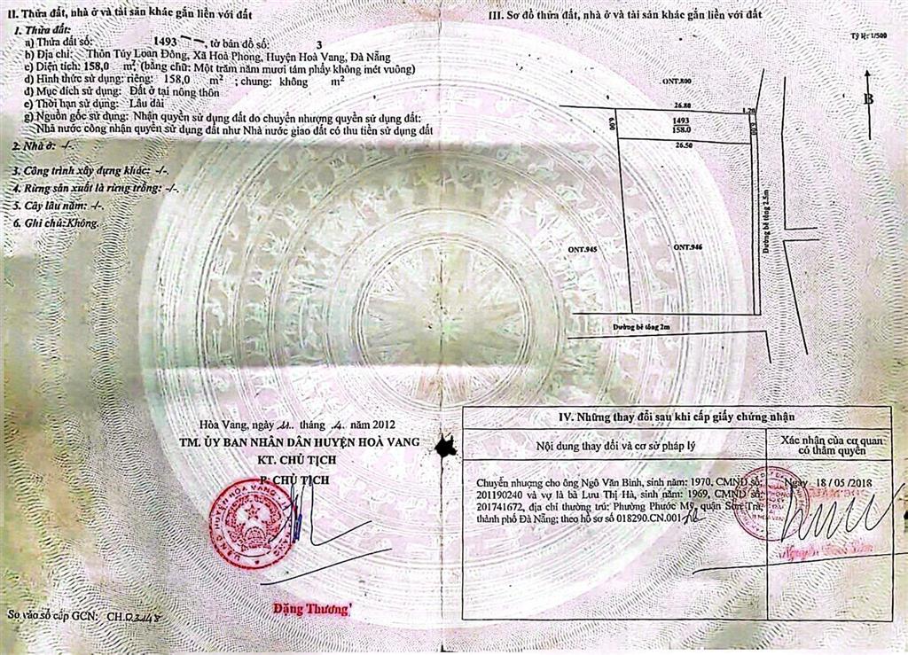 Chào bán lô đất túy loan đông 2hòa vang. sát hông chợ túy loan . bênh viện .trường c1c2