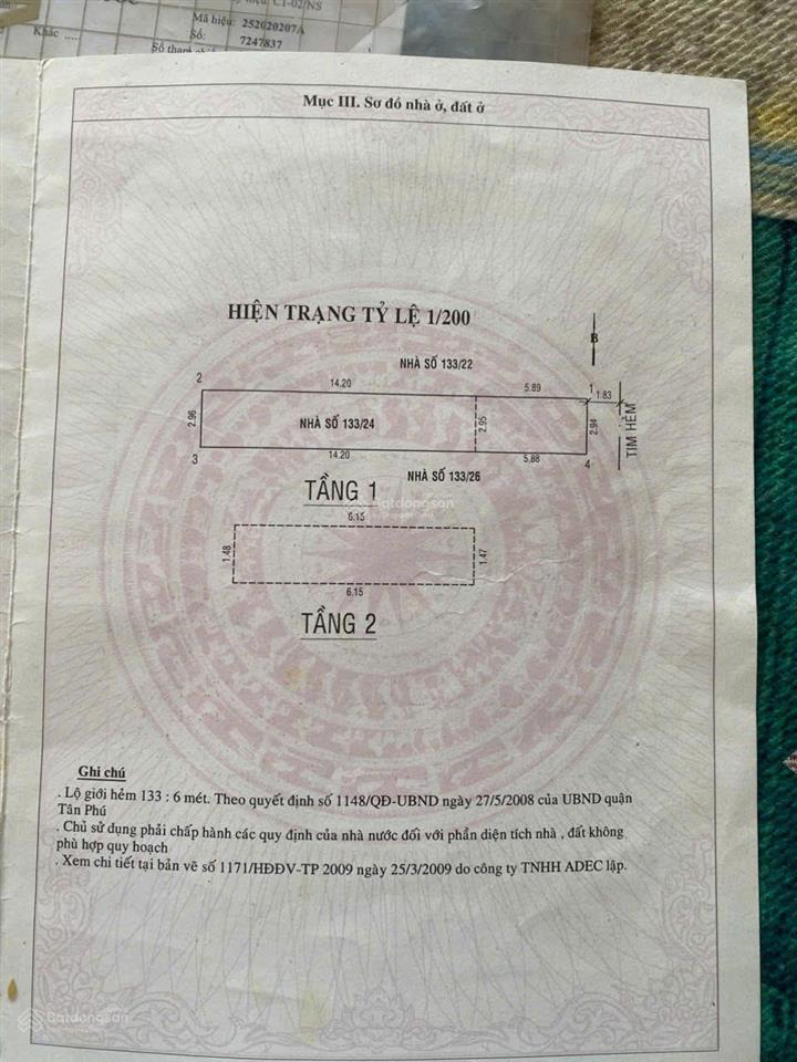 Bán nhà hẻm 6m  133/24 gò dầu, tân quý, tân phú. đường gò dầu, phường phú thọ hòa, hồ chí minh