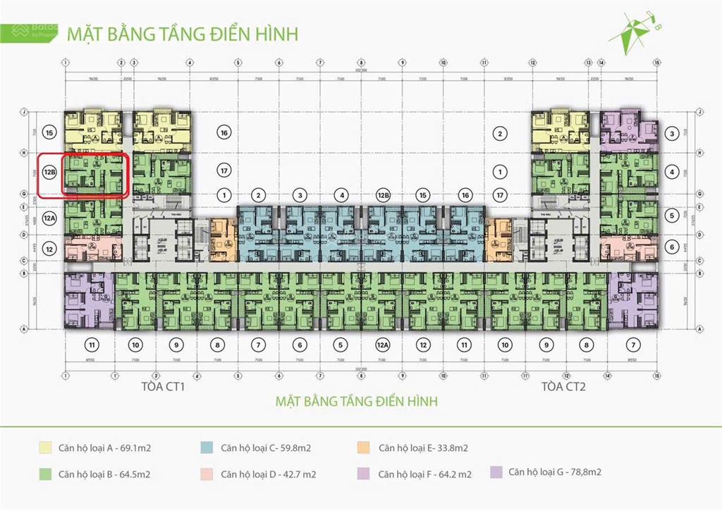 Suất nội bộ căn hộ thương mại ecolife 2 phòng ngủ 60m2 1 tỷ 360 triệu