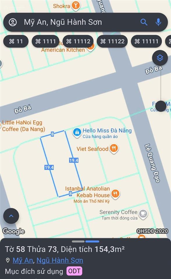 Bán đất mặt tiền đỗ bá. ngang 8m. 155m2 . sát trần bạch đằng