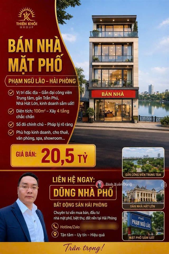 Bán gấp nhà mặt phố phạm ngũ lão, hải phòng sản phẩm hợp lý dòng tiền