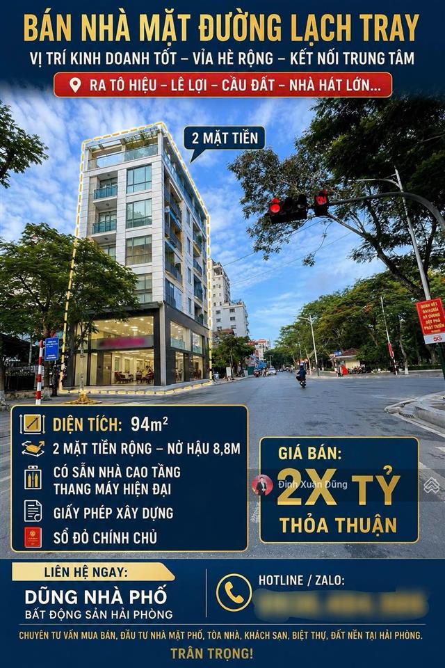 Bán gấp mặt đường lạch tray giảm chào 1 tỷ 94m xây cao tầng thang máy hiện đại giá tốt