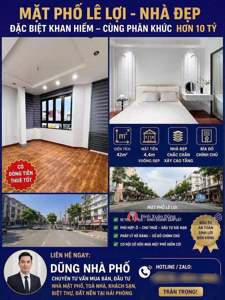 Bán nhà mặt phố lê lợi điểm đẹp 50m2 xây cao tầng, chỉ 13,9 tỷ