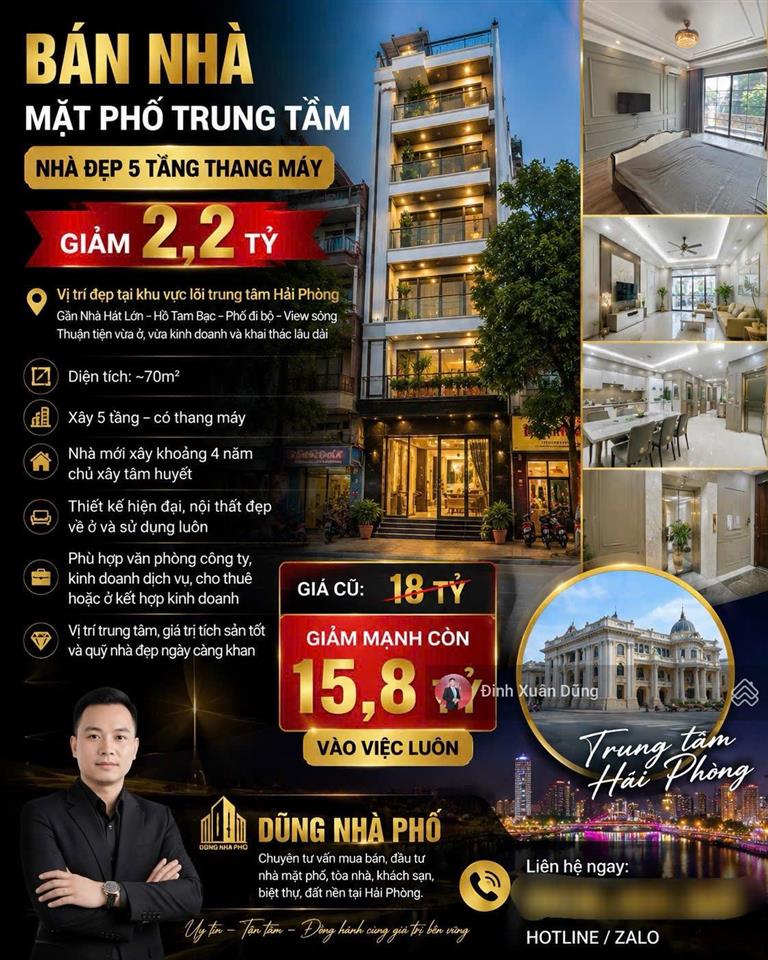 Giảm chào 2,2 tỷ mặt phố trung tâm phố cổ gần nhà hát lớn ~70m2 5 tầng chỉ 15,8 tỷ
