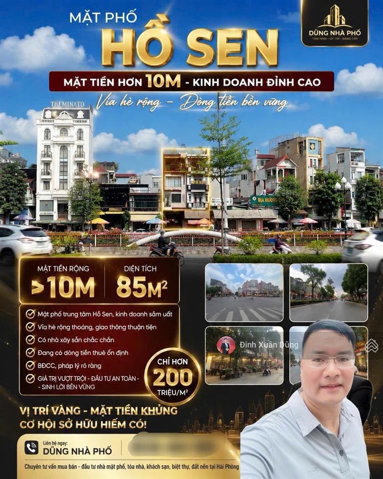 Bán nhà mặt phố hồ sen 85m2 mặt tiền hơn 10m, chỉ hơn 200 triệu/m2