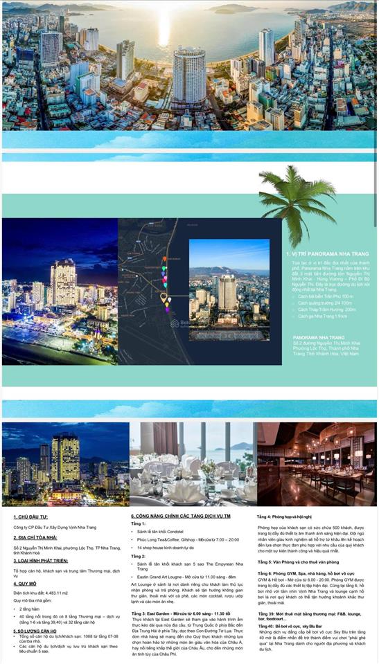 Cho thuê 1.100m2 m2 tầng 39 toà panorama nha trang view bao quát biển  giá 370tr/tháng