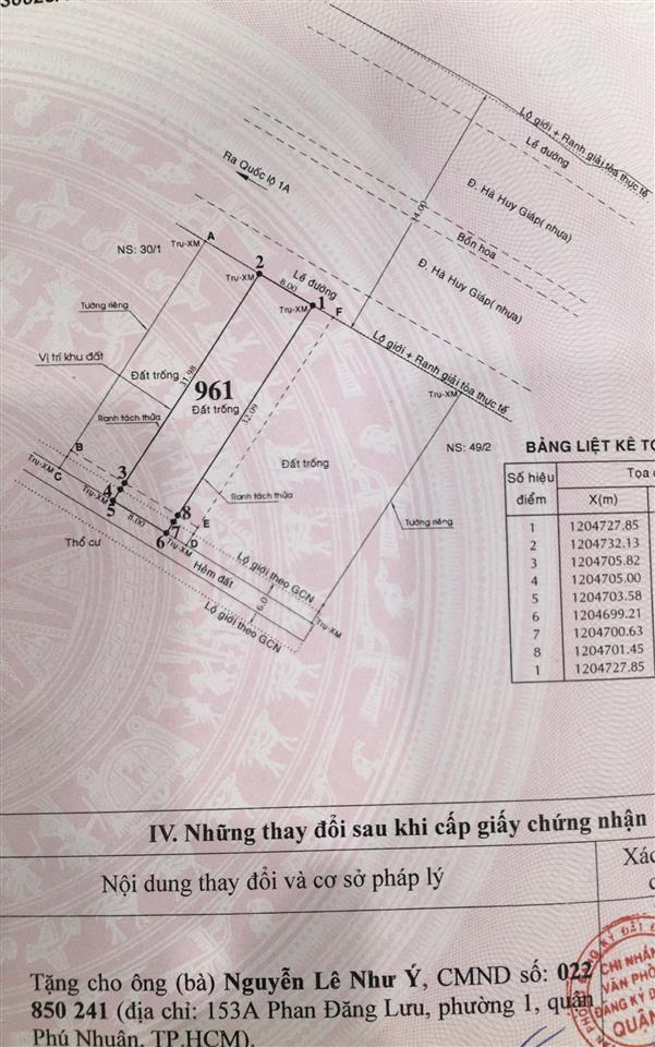 Bán nhà mt hà huy giáp vị trí đẹp, dt 8x32m