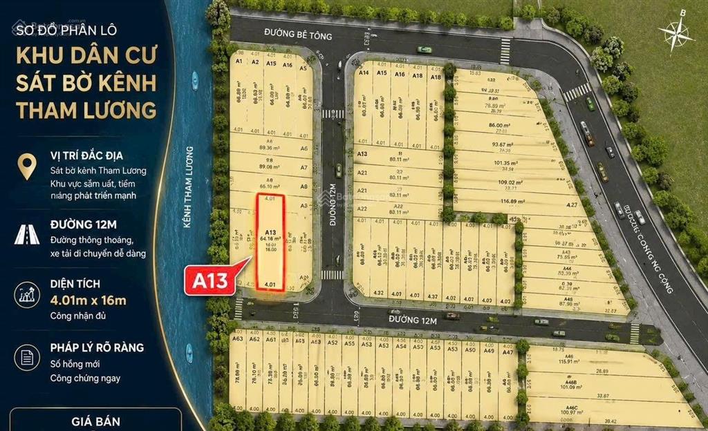 Bán đất sổ riêng ngay bờ kênh tham lương q12