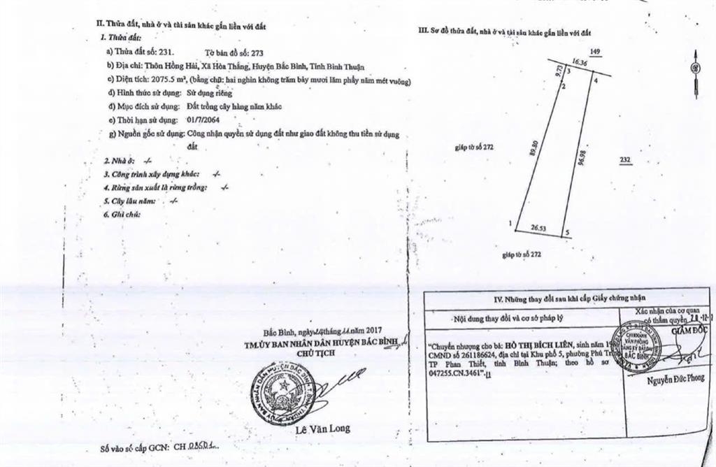 Bán 11.489m2 đất hòa thắng, bắc bình, bình thuận  ngang 96,98m nở hậu 126,38m  giá 35 tỷ
