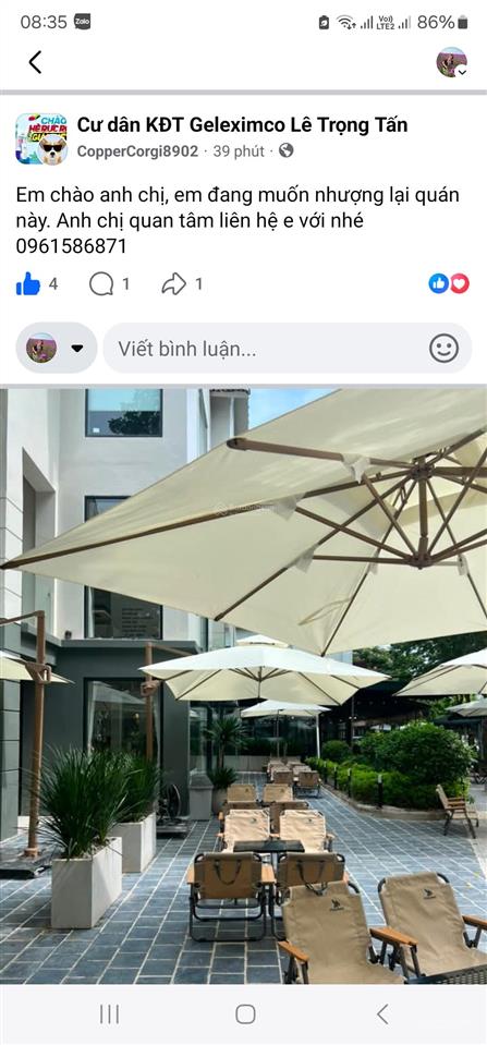 Cho thuê lại  sang nhượng 2 tầng kinh doanh lô góc khu a geleximco