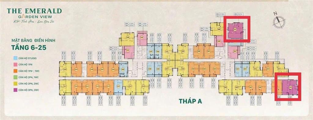 Giỏ hàng độc quyền, căn 3 pn tầng siêu đẹp tại the emerald garden view, 83m2, 3,08 tỷ