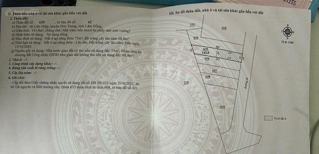 Bán đất thổ cư liên hiệp đức trọng gần sân bay liên khương