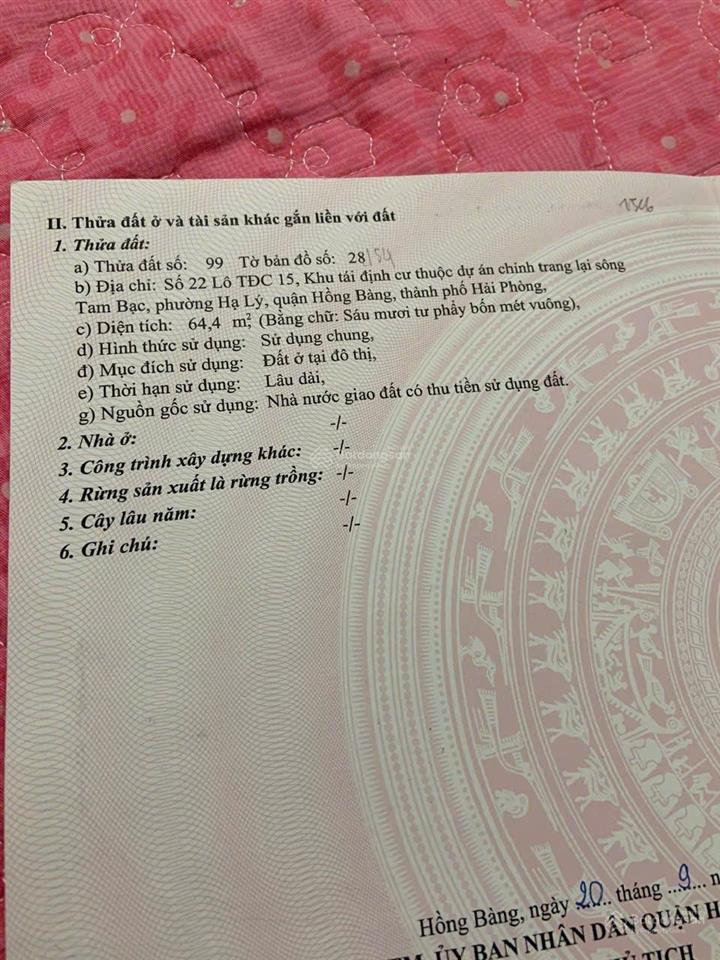 Bán đất mặt đường hạ lý, trung tâm hồng bàng, kinh doanh thuận lợi!