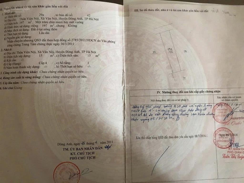 Cần bán lô đất đẹp 197m2 (mt  7m) tại vân nội, đông anh, hà nội