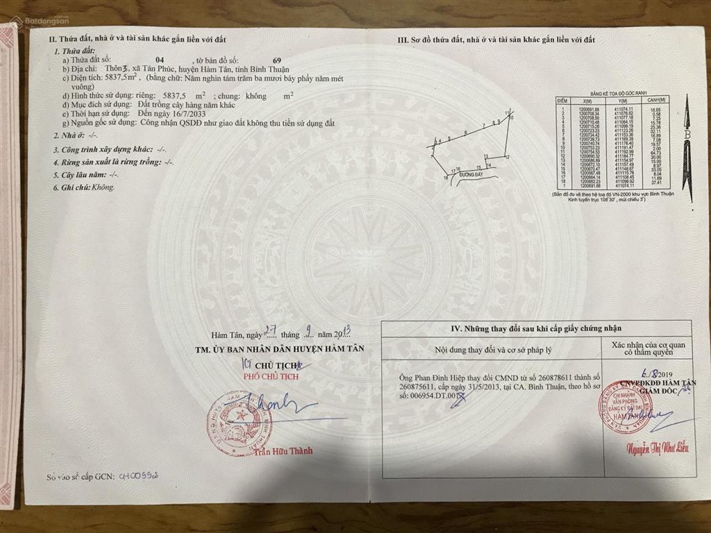 Bán đất tại xã tân minh, lâm đồng giá 200 nghìn / m2, diện tích 5837 m2