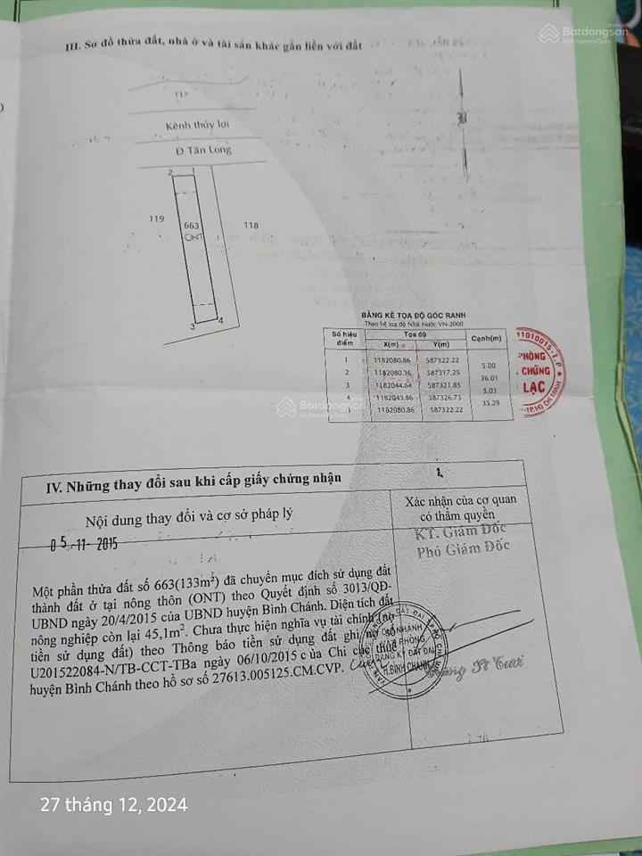 Chỉ 25tr/m2 lô đất "mặt tiền nhựa hậu giáp sông" ngay bình chánh!