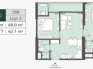 Chính chủ bán căn 2pn  2wc diện tích 62,1m2 trục 12 tòa a3 lumiere evergreen, tây mỗ