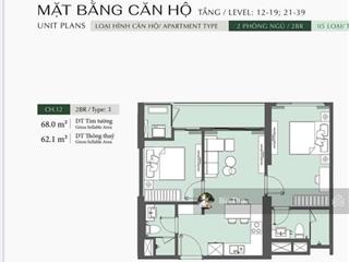 Cần bán nhanh ch 2pn2wc diện tích 62m trục 12 tòa a3 phân khu lumiere evergreen smart city