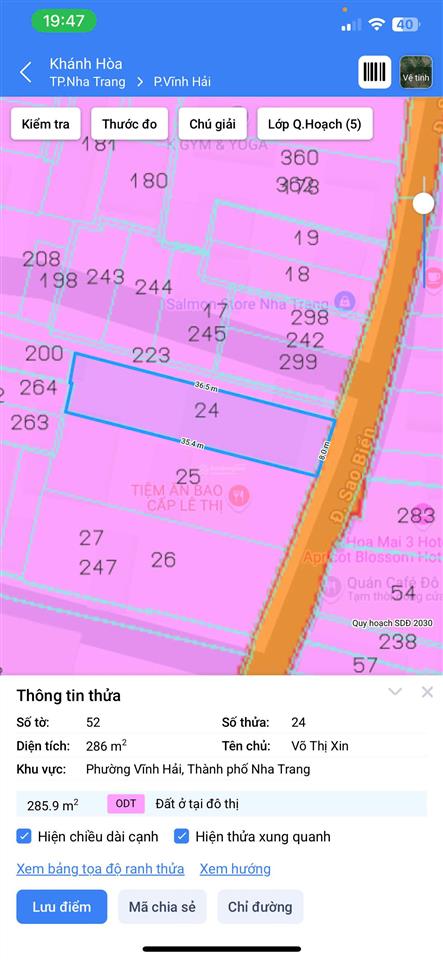 Bán đất 2 mặt tiền đường sao biển, vĩnh hải, nha trang, cách biển chỉ 250m
