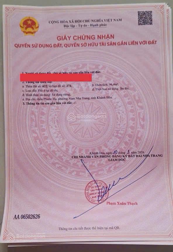 Bán lô đất full thổ cư hẻm 6 bình hòa, phường nam nha trang, lô góc 2 mặt