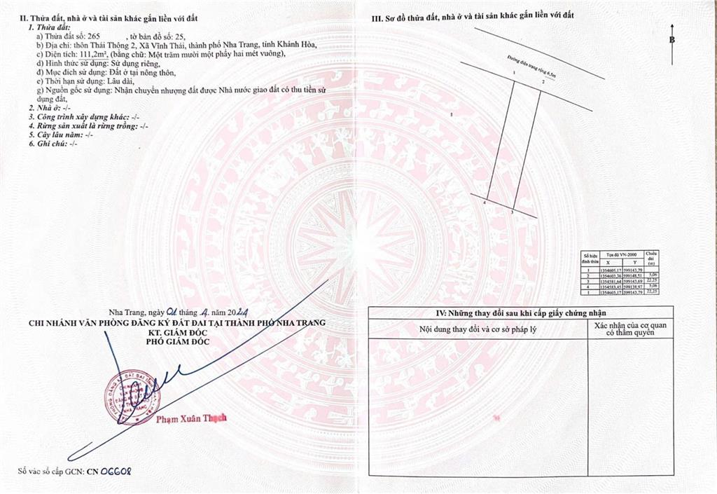 Bán đất vĩnh thái, nha trang | 111,2m2 ngang 5m. đường thái thông 2a