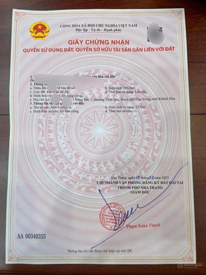 Bán gấp lô đất giá rẻ vị trí đẹp 100m² ngang 5m mặt đường điện biên phủ, bắc nha trang