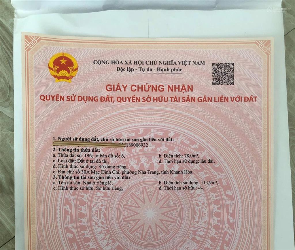 Hạ giá bán nhanh nhà mặt tiền mạc đĩnh chi, nha trang, đang cho thuê tốt 16tr/tháng