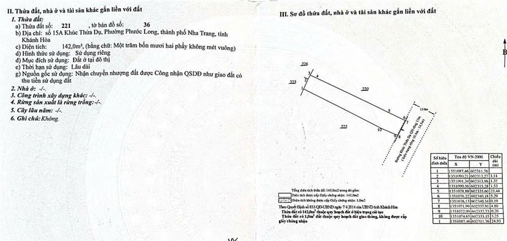 Bán đất đường khúc thừa dụ, 293m2 ngang 10m giá rẻ