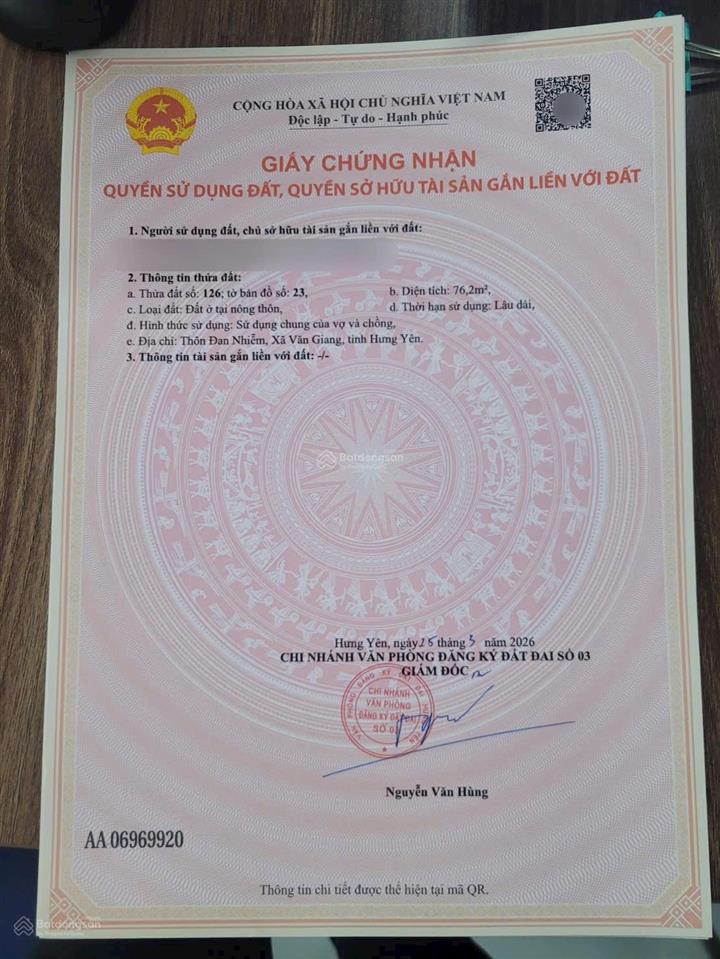 Đất trung tâm thị trấn văn giang, đường ô tô vào tận đất, giá chỉ 3,x tỷ/lô